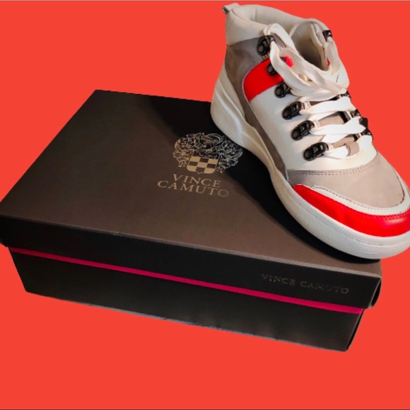 SALE!!! Vince Camuto High Top Mixed Material Sneakers - Picture 2 of 10